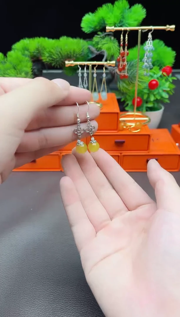 玛瑙/玉髓耳饰银S925镶嵌702000