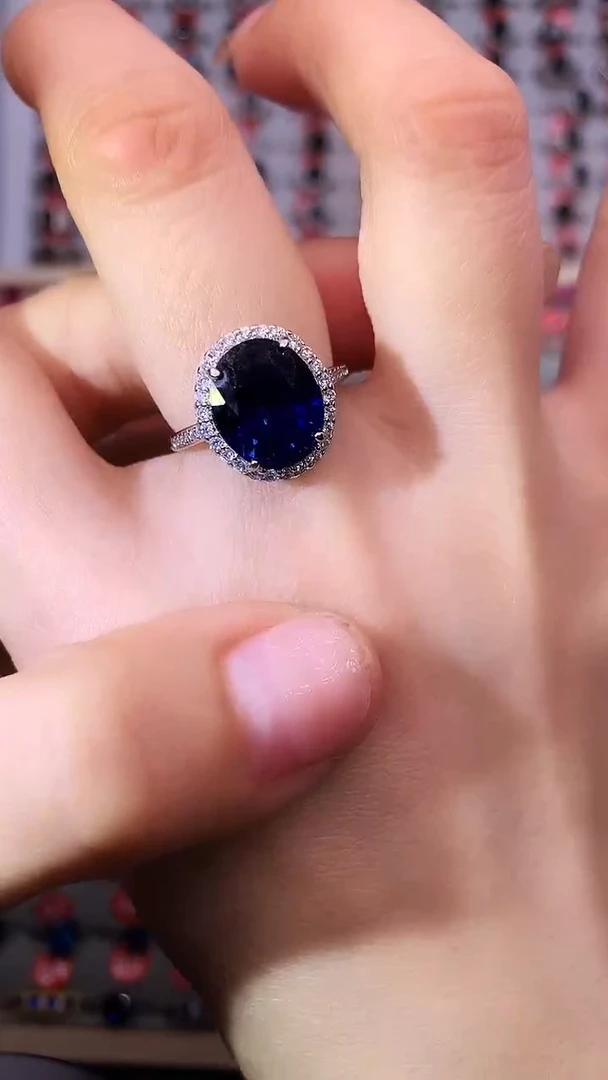 【闪购商品】蓝宝石戒指银S925镶嵌1111111