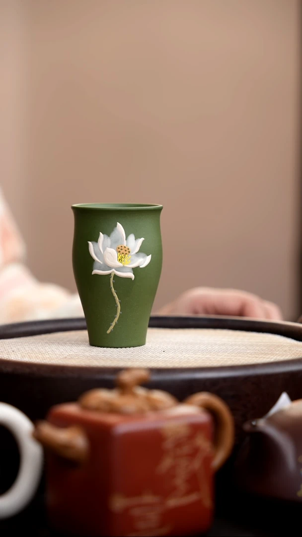 茶壶紫砂 民国绿闻香杯白莲