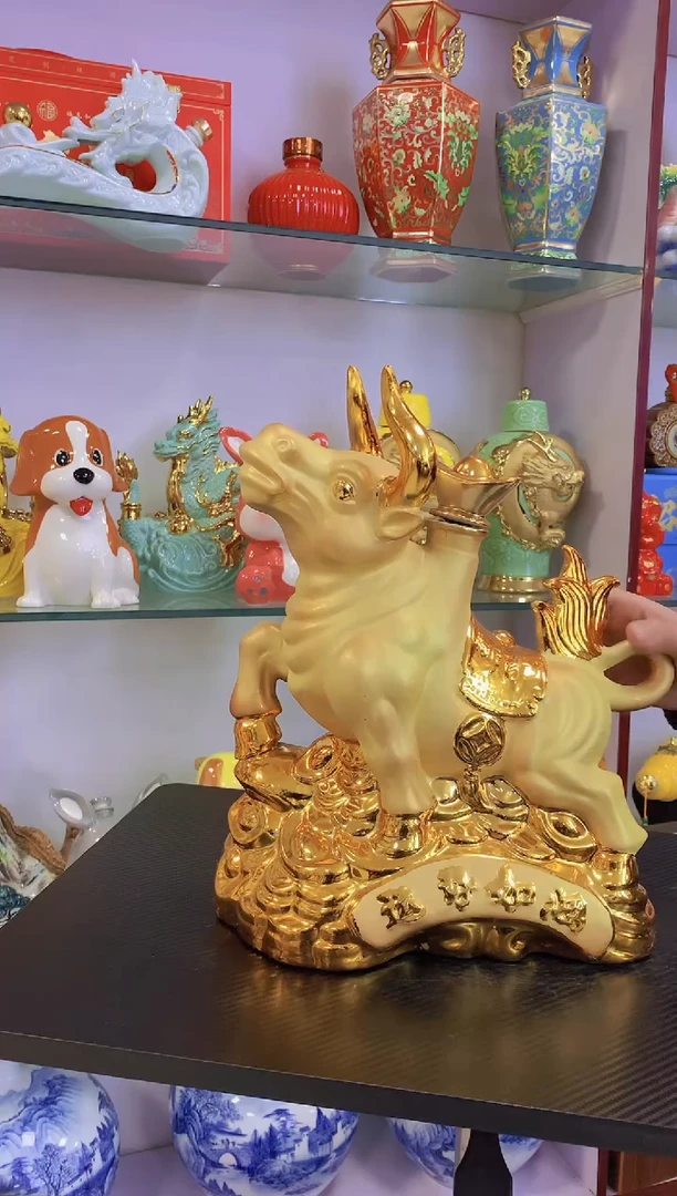 5斤装金牛陶瓷空酒坛4个