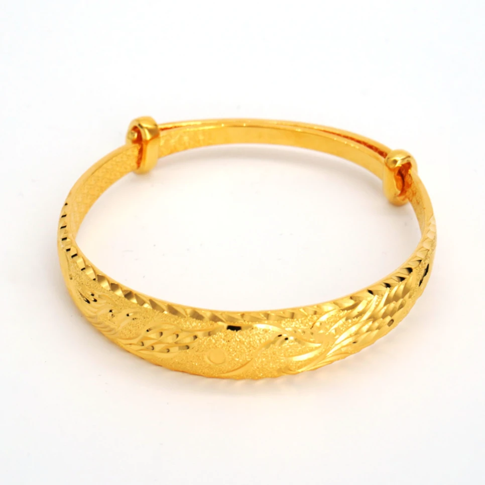 足银手镯 龙凤推拉手镯 金包了银气质时尚镯子精美可调节推拉镯