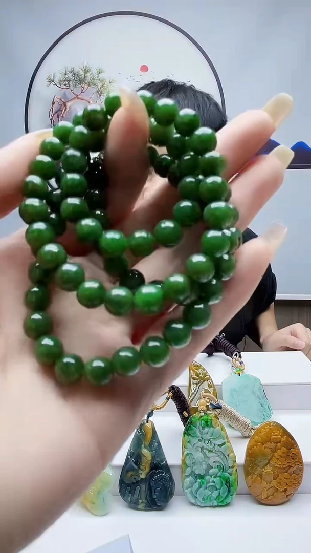 未镶嵌定制翡翠毛货-珠链30