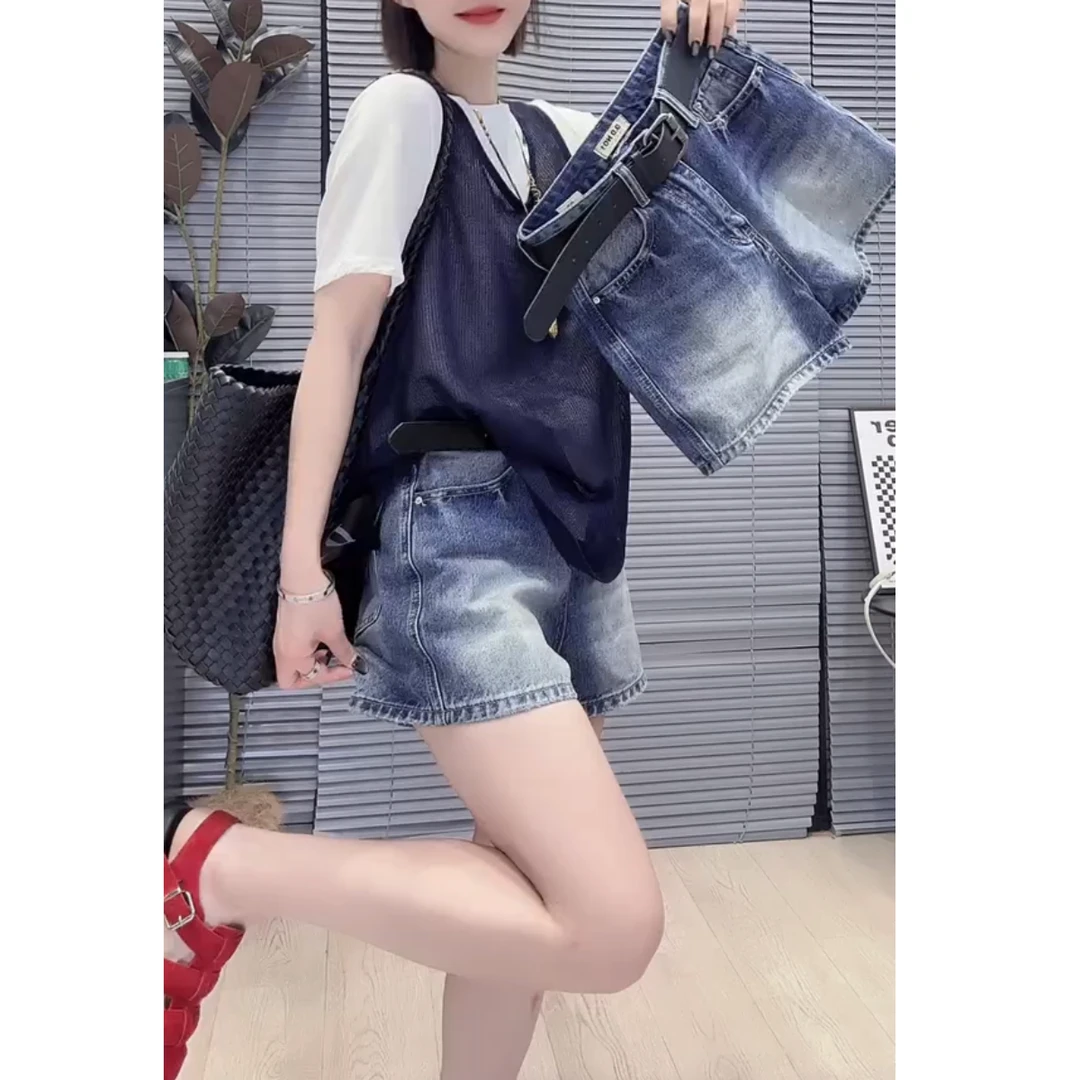 2025夏季新款高腰显瘦大码阔腿显瘦新款牛仔短裤