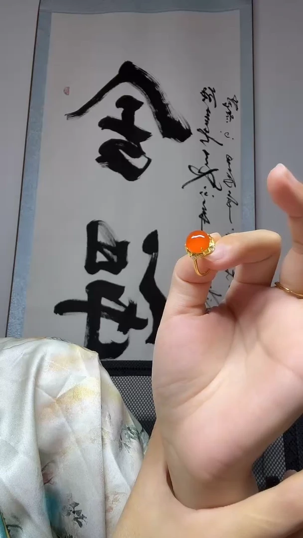 银S925镶嵌南红玛瑙戒指戒指