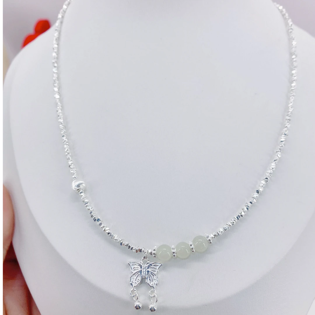 坠链均足银仿珍珠 足银999碎银几两新款项链 45CM长度