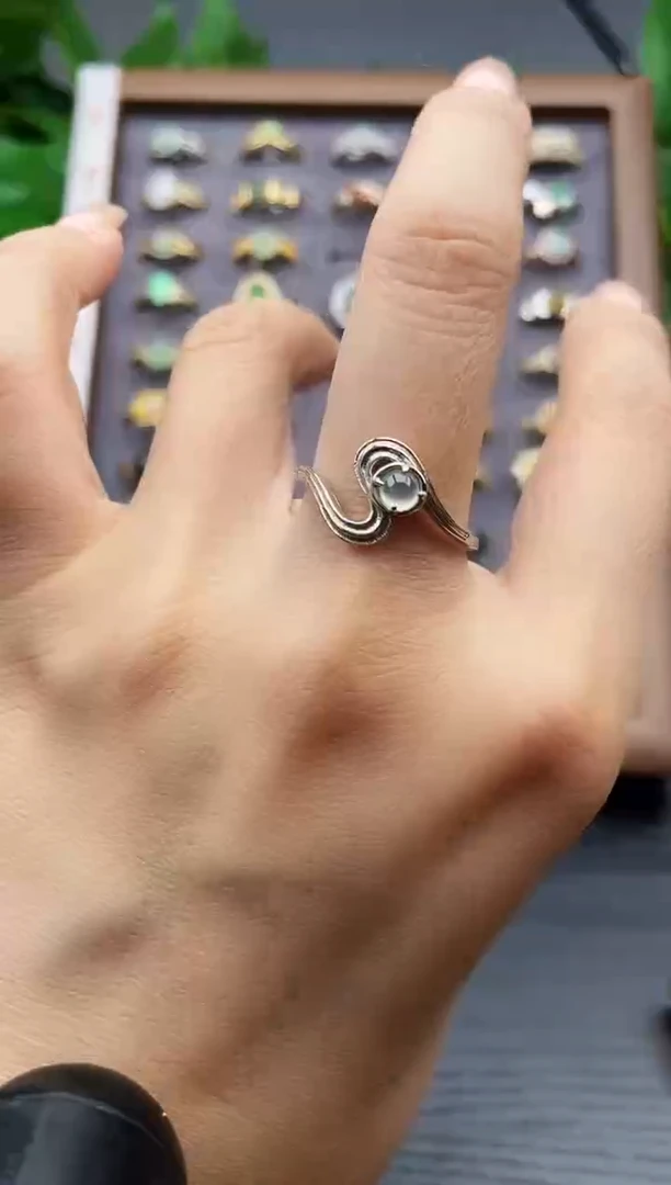 银S925镶嵌戒指翡翠12