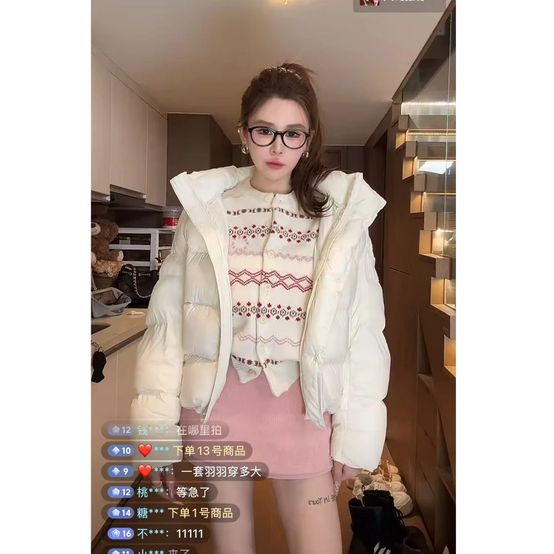 米娜家新款连帽90绒奶油泡芙羽绒服