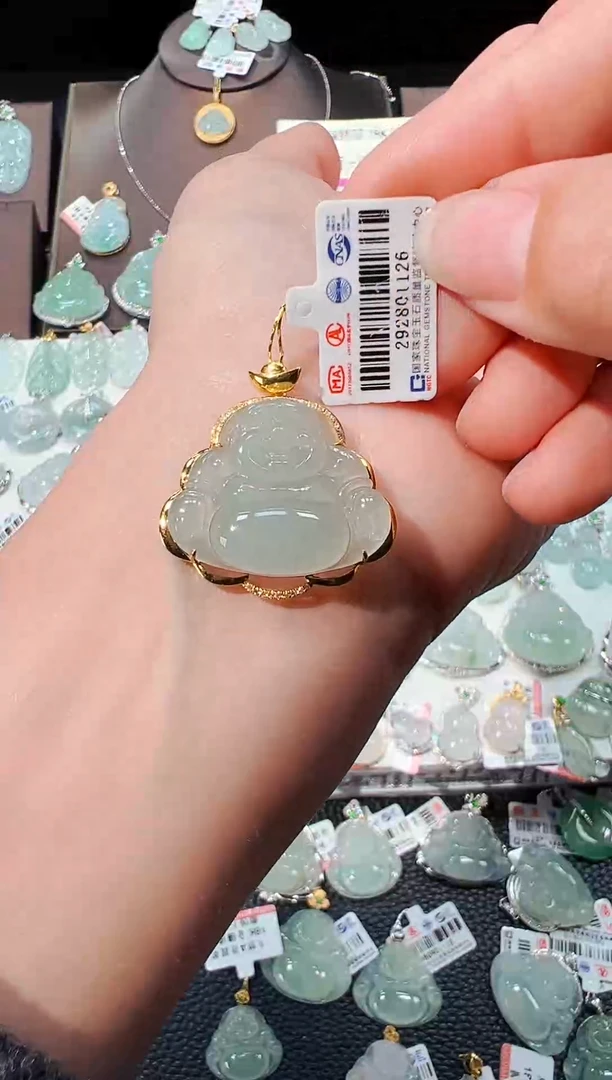 【闪购商品】翡翠吊坠(不含链)18K金镶嵌佛公吊坠1126