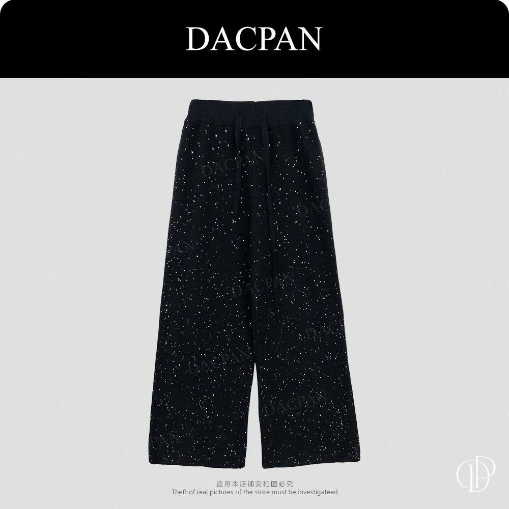 DACPAN-“流光”亮片 针织长裤  松紧腰 2025/盼·PP 9981