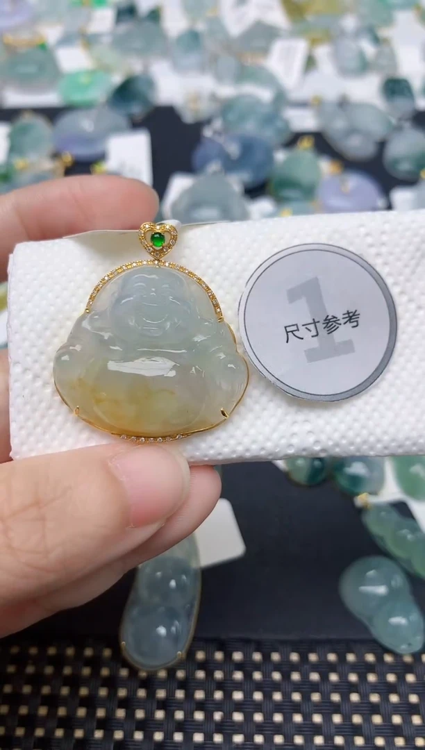 颈饰18K金镶嵌翡翠天然缅甸A货翡翠