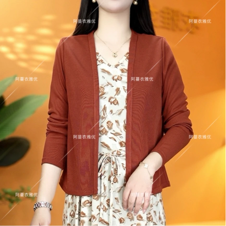 【衣雅严选】8080-1425新款曲珠冰麻针织开衫外套
