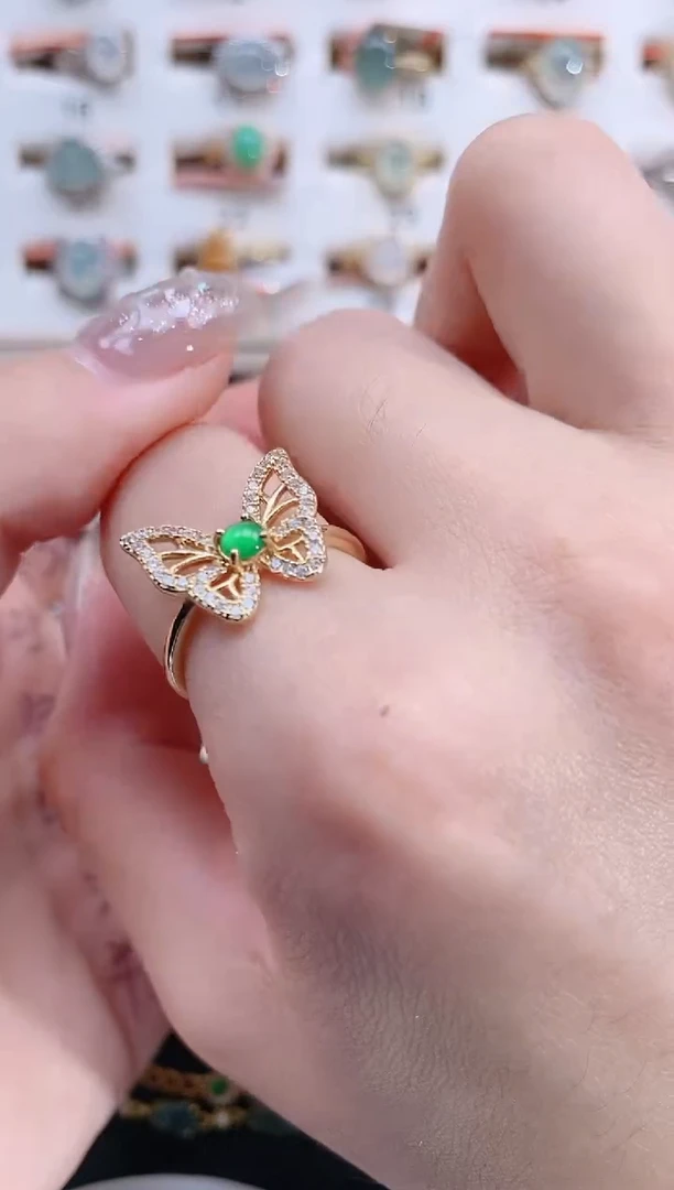 银S925镶嵌戒指翡翠天然翡翠