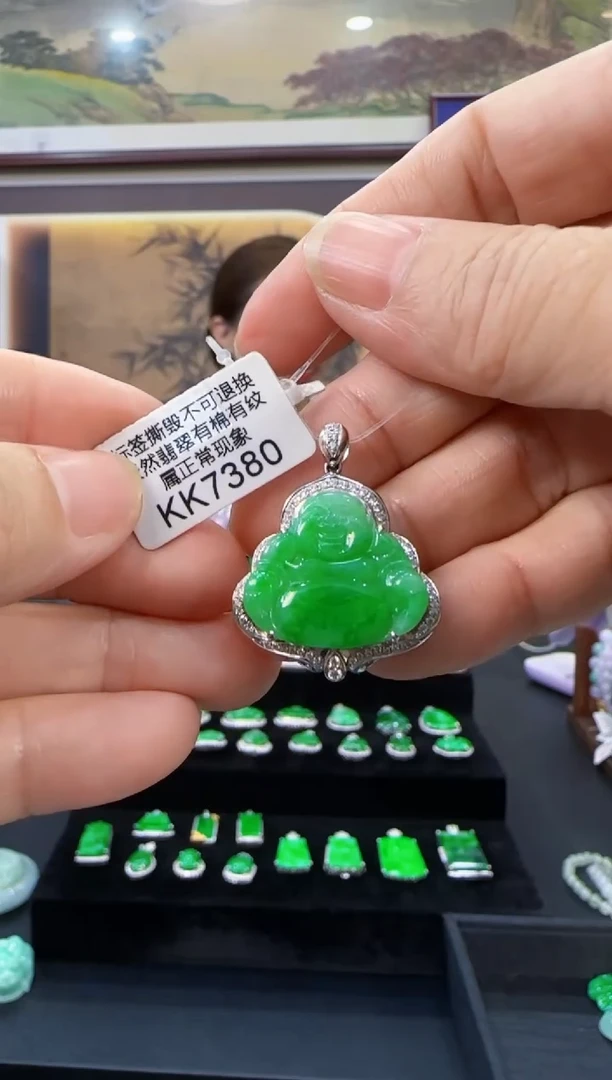 颈饰18K金镶嵌翡翠KK7380佛公