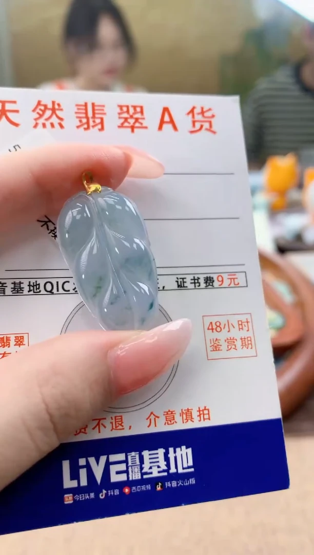 颈饰18K金镶嵌翡翠天然A货翡翠挂件