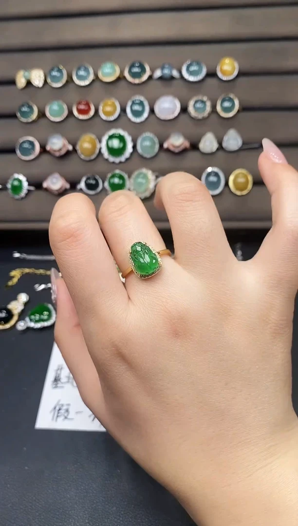 银S925镶嵌戒指翡翠58368