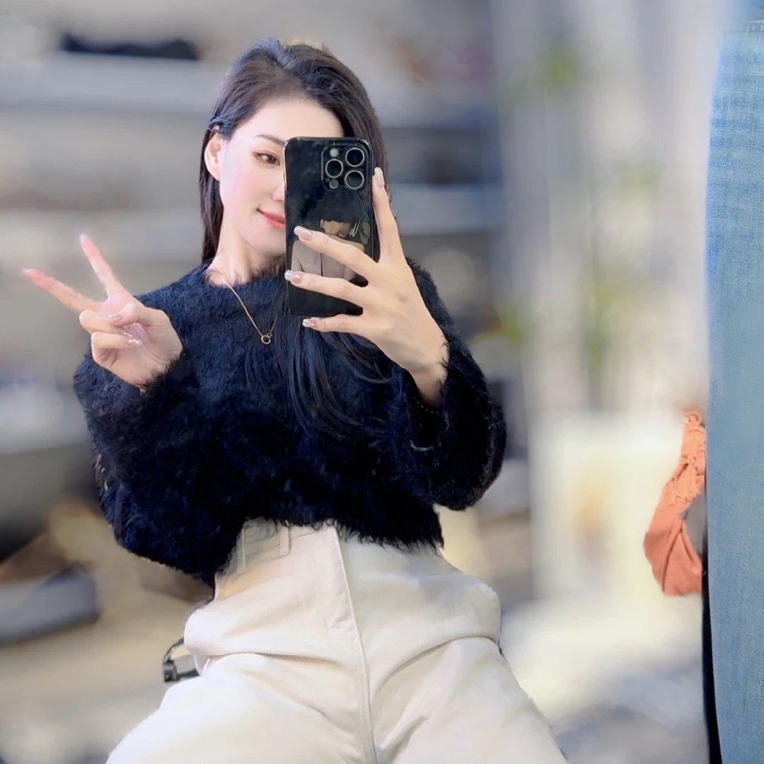 【编码拍即可】纯色包袖短款毛针织衫设计师女装圆领气质冬季百搭