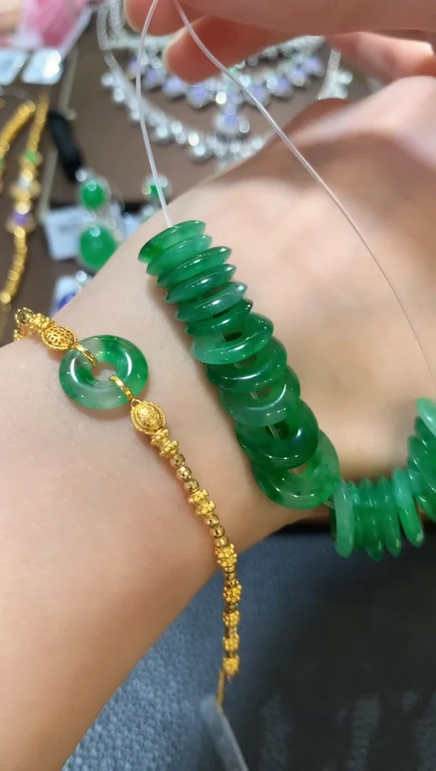 足金镶嵌手链翡翠静*?m1多样性一件发货