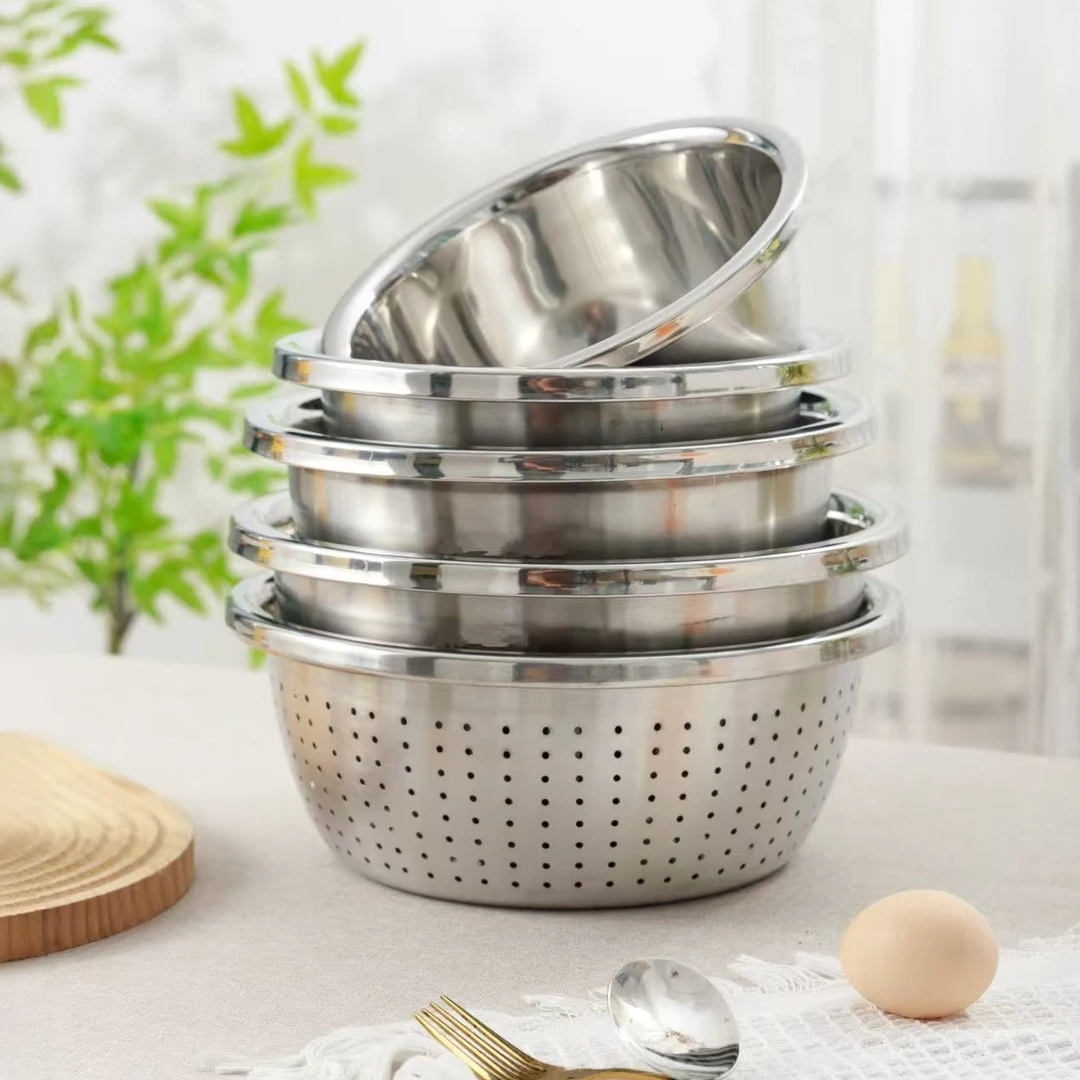 【新疆西藏包邮】食品级不锈钢盆五件套