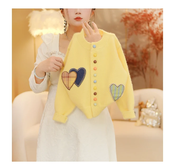 女童洋气儿童新款爱心毛衣秋冬季时尚针织开衫韩版外套