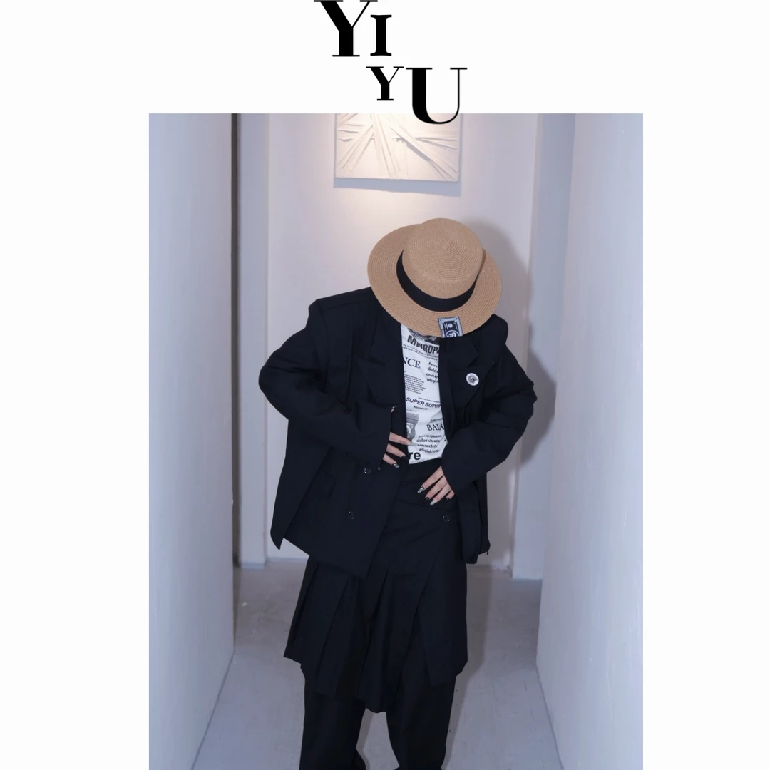 艺遇小众高腰短款宽松立裁解构主义长袖法式西装外套百搭设计师款