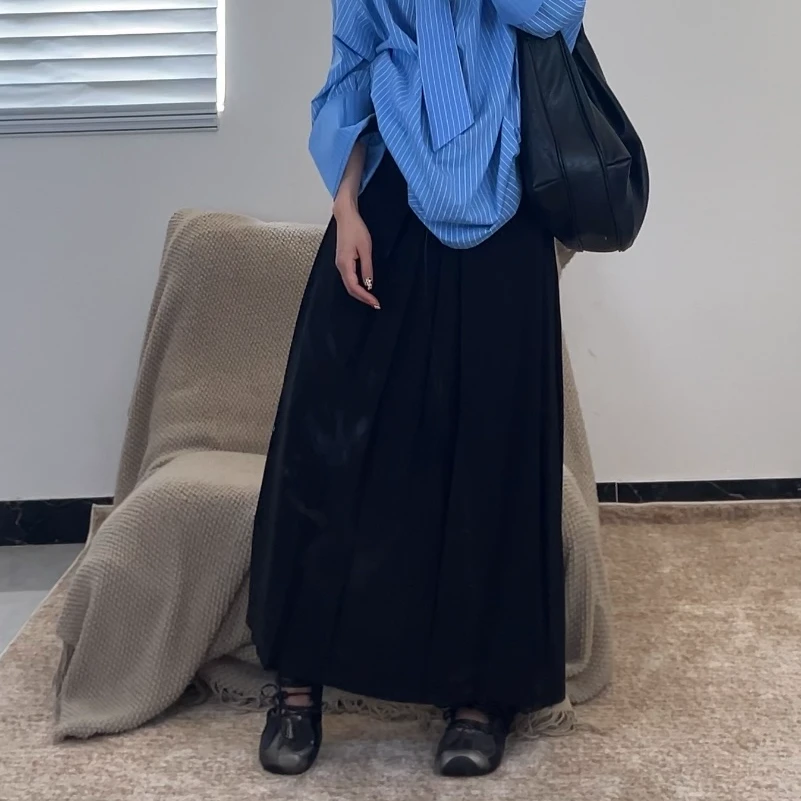 【清】逸语IN choose u笑笑家2025夏装韩系亚麻百褶裙中长裙女85596