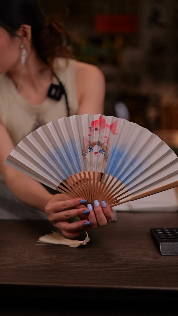 国画嘟**W741- 7寸 手写  扇子-虫虫