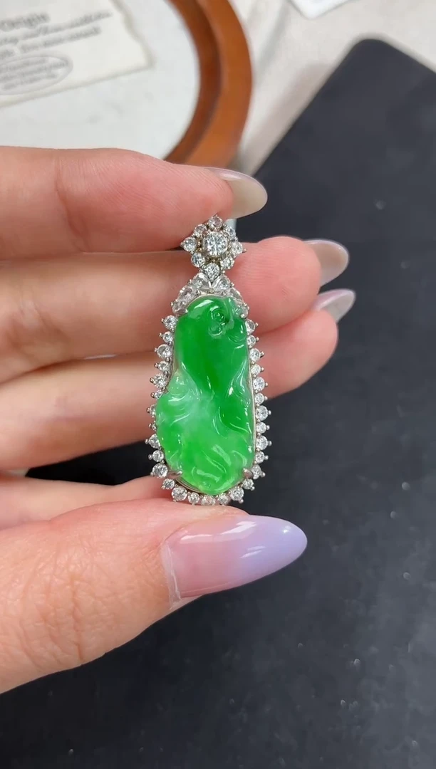 吊坠(不含链)银S925镶嵌翡翠吊坠