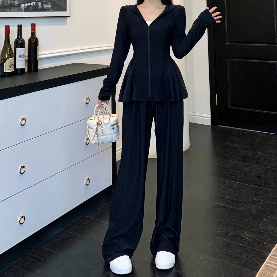 现货【达人专属】微胖大码夏季显瘦冰感薄款连帽防晒套装5079