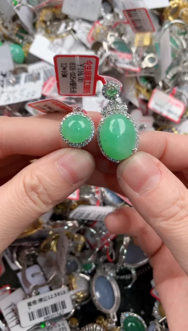 银S925镶嵌戒指翡翠101010---6