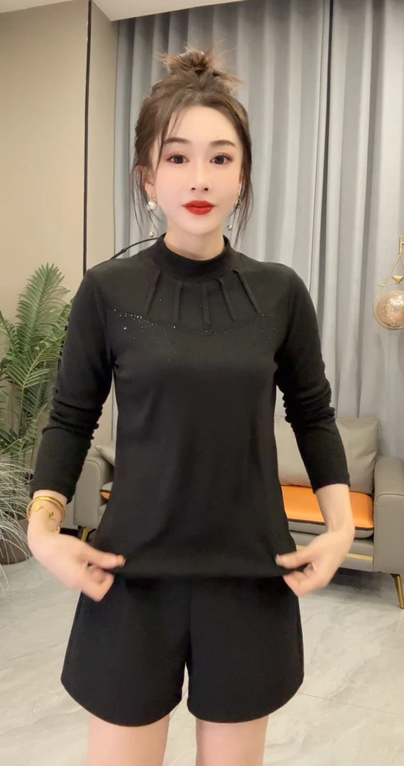 满天星亮钻双面绒保暖衫8025#