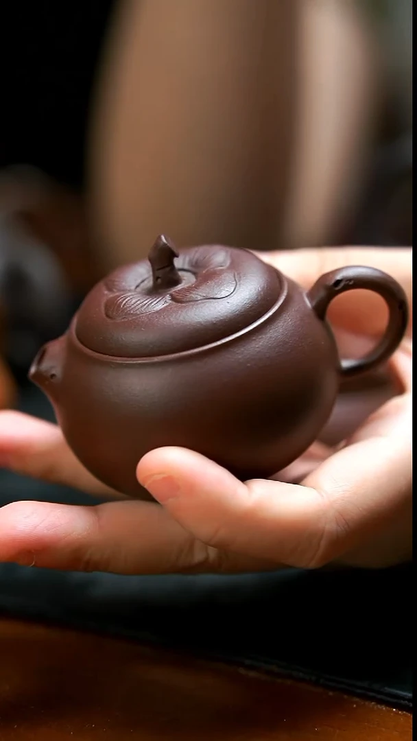 茶壶紫砂紫泥喜柿小壶