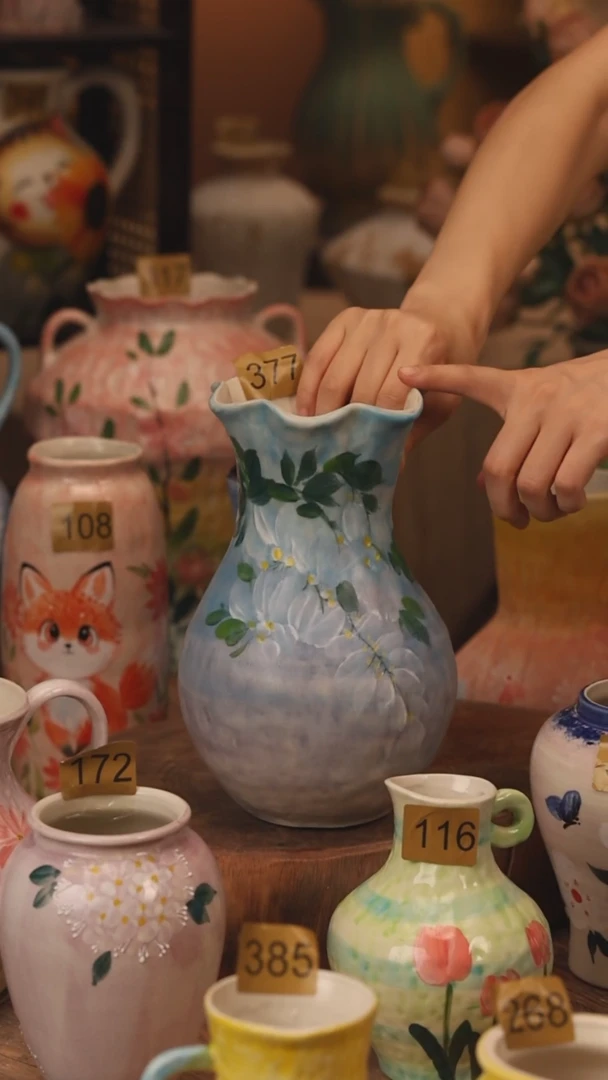 陶瓷377景德镇设计师手作花器摆件侘寂风