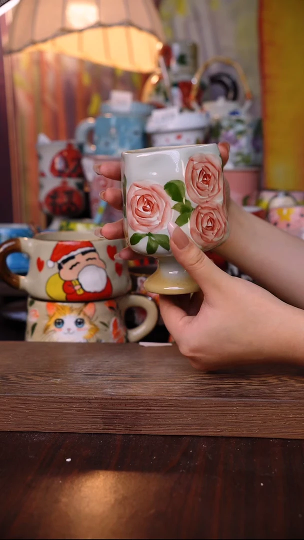 杯子陶泥垚手作 景德镇手工手绘陶瓷器物