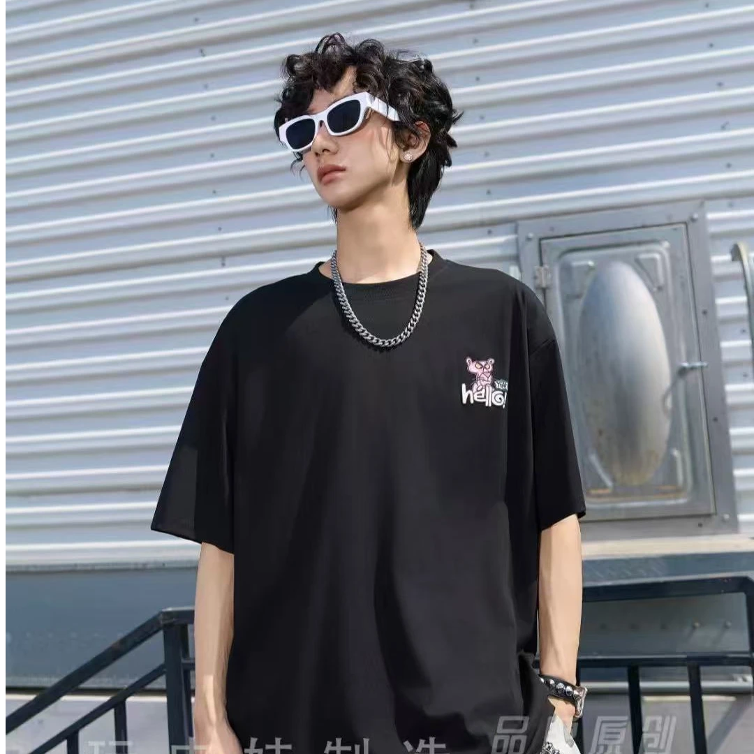 2537黑色青少年时尚潮流休闲短袖T恤