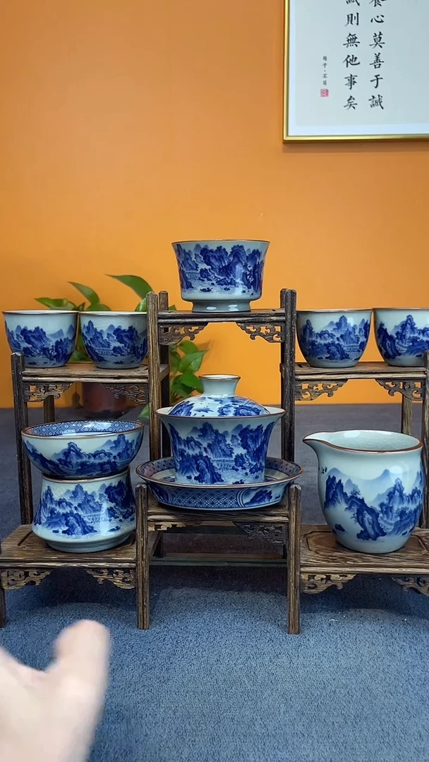 陶瓷景德镇釉下青花八件套＋壶