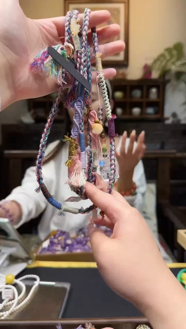 颈饰未镶嵌水晶编绳手机挂斜挎