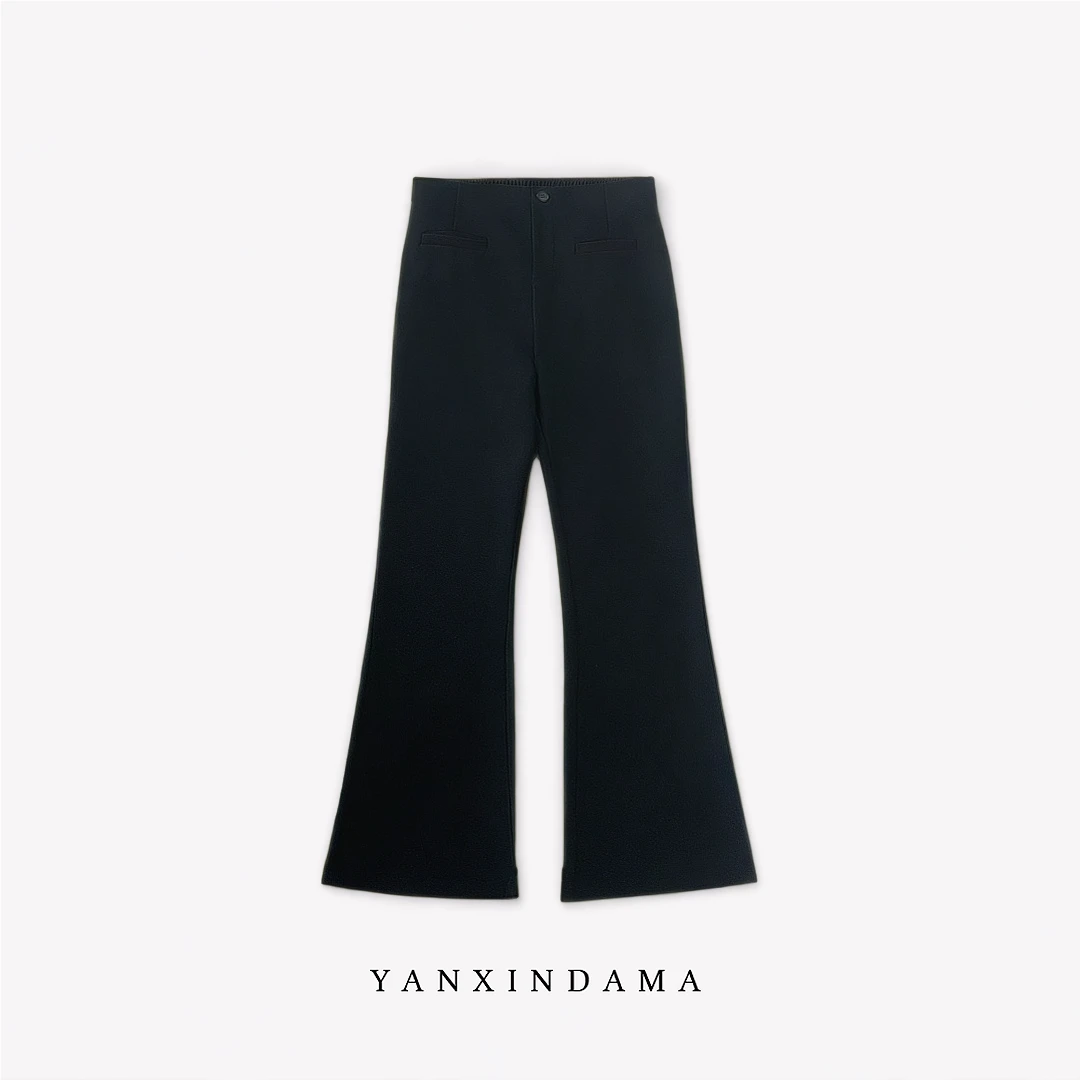 大码女装胖MM280斤春季时尚百搭黑色休闲高腰弹力微喇裤 2446