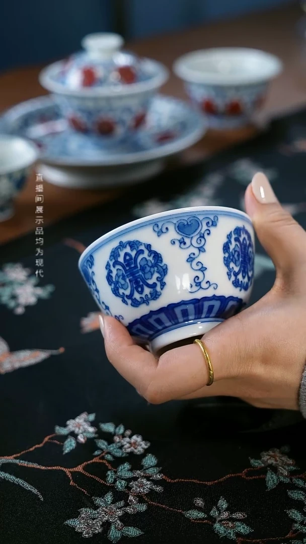 当代柴窑 开窗寿字纹 主人杯