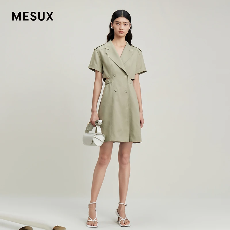 米岫夏季露腰风衣连衣裙
