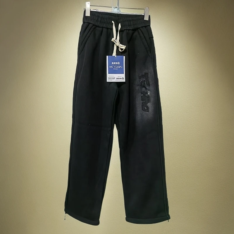 【24412-黑色】青少年加绒休闲裤