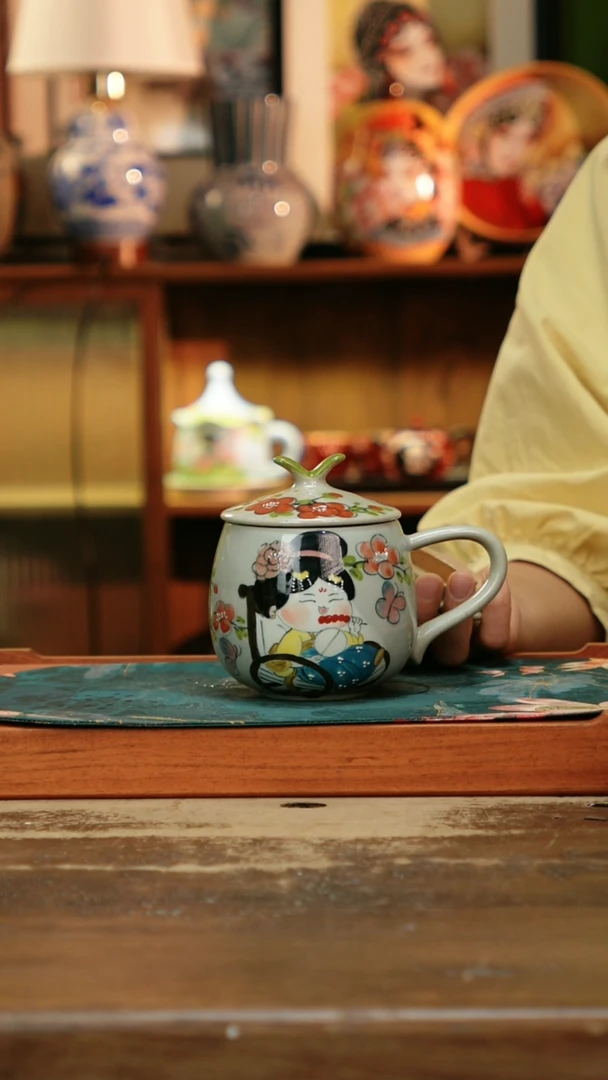 杯景德镇纯手工釉下彩精品茶具水杯*