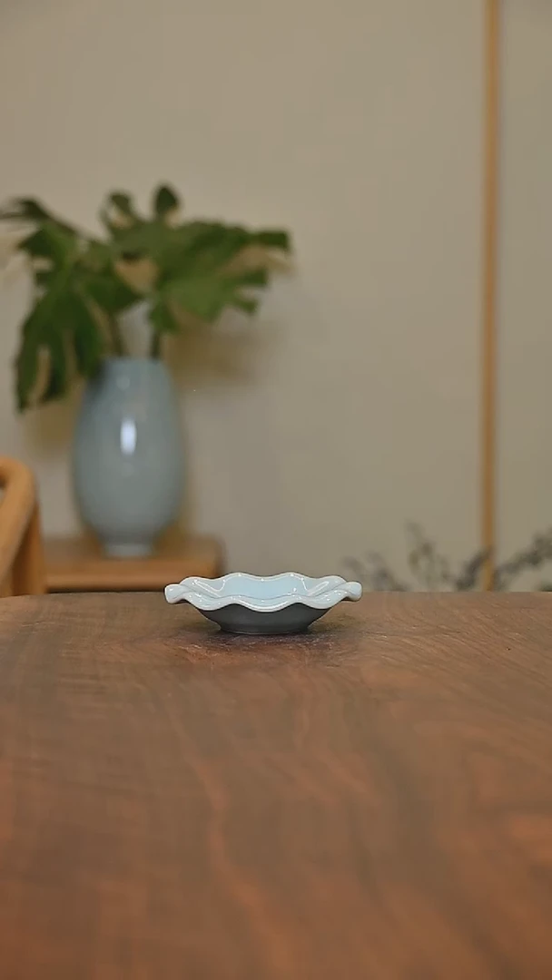 盏托 天青 微瑕 朱家汝窑款