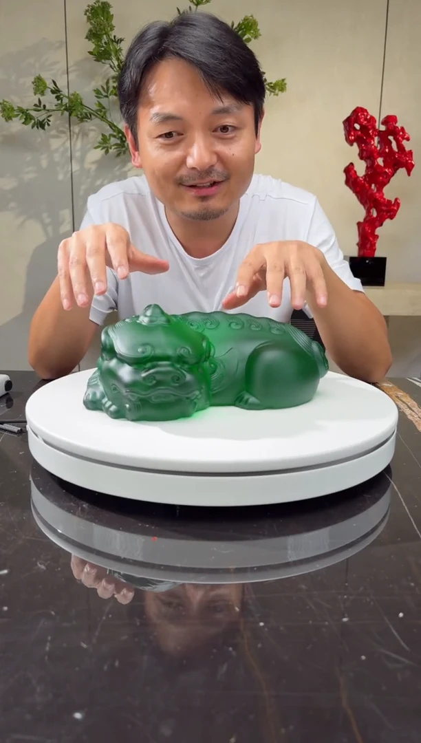 摆件CS0202042绿色卧福貔貅艺术琉璃摆件