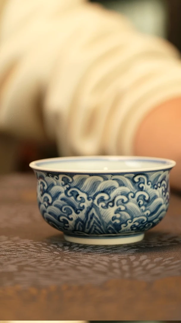 中式仿明青花江崖海水龙纹炉式