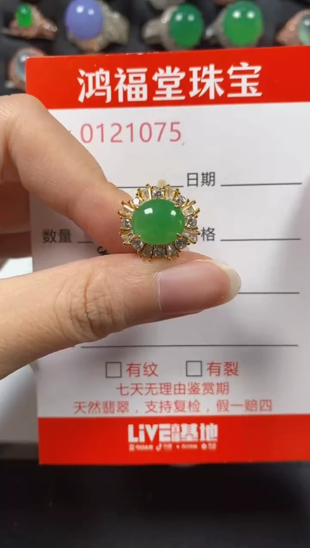 银S925镶嵌戒指翡翠1075