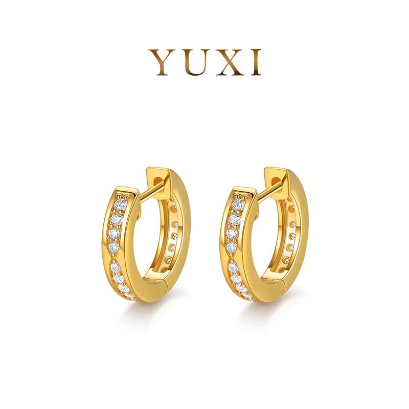 羽兮 铜合金耳饰 羽兮 【原创设计】满锆耳圈百搭时尚气质