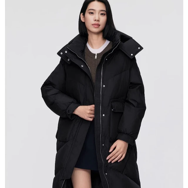 【波司登】冬季新款女中长款时尚户外休闲连帽宽松羽绒服