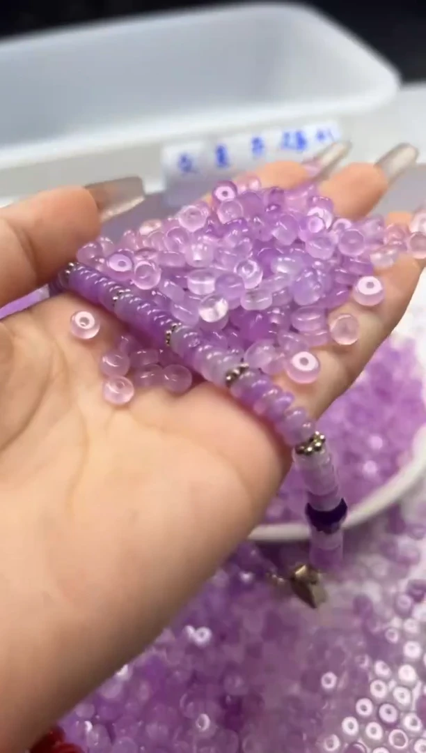 玛瑙/玉髓颈饰未镶嵌w1584冰紫罗兰算盘6*3mm*50颗