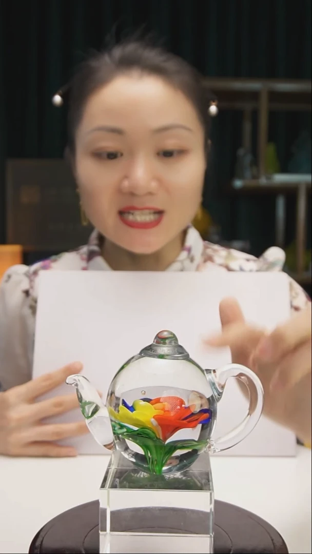 琉璃博山琉璃手工花壶摆件