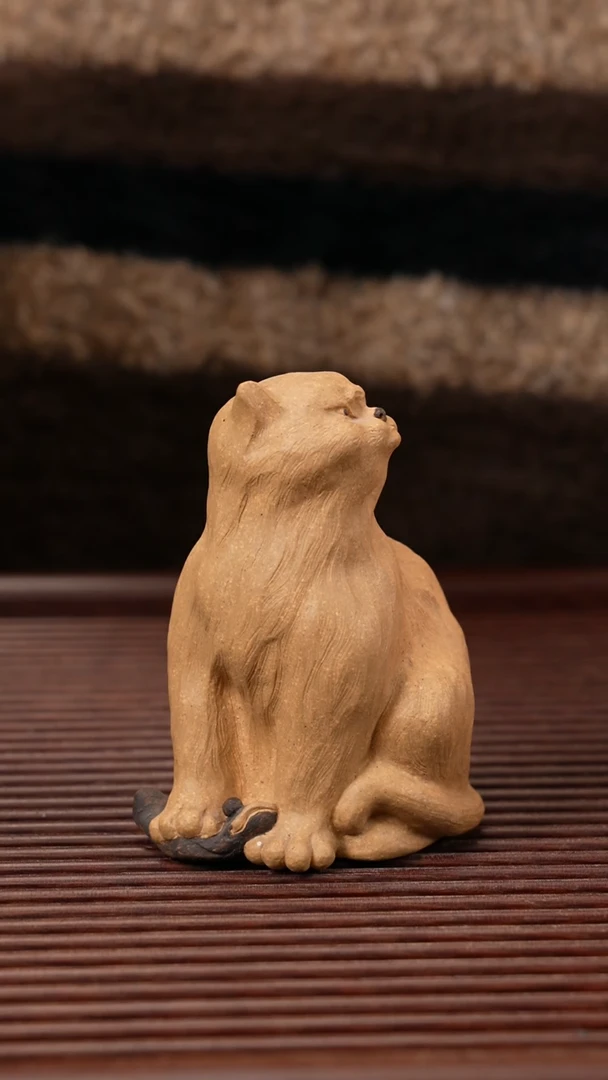【闪购商品】紫砂茶宠抓鱼小猫